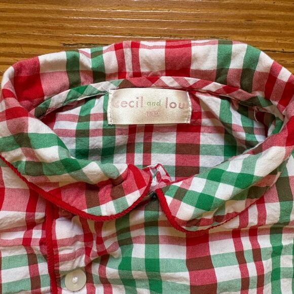 Cecil and Lou red green holiday button up long sleeve toddler shirt SIZE 18M - Picture 4 of 6